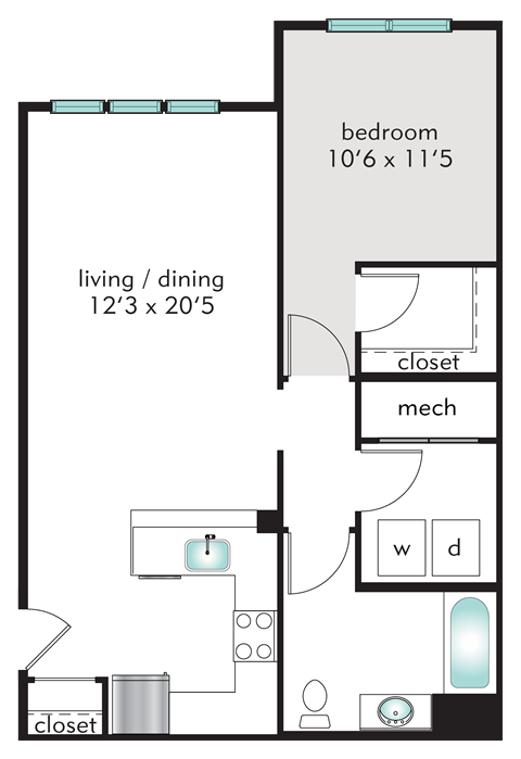 1E Floor Plan at The Tannery, Connecticut, 06033